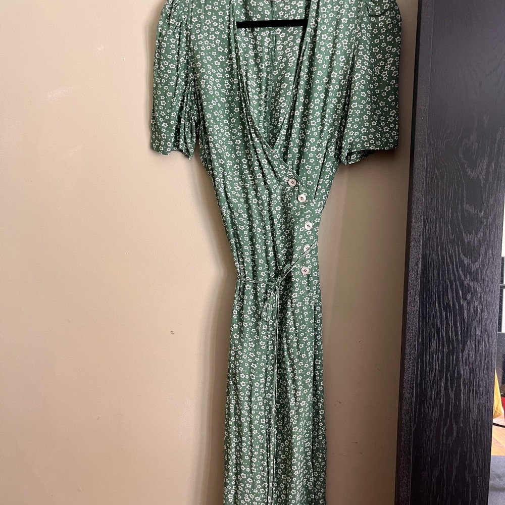 Rouje Gabin Green Midi Wrap Dress